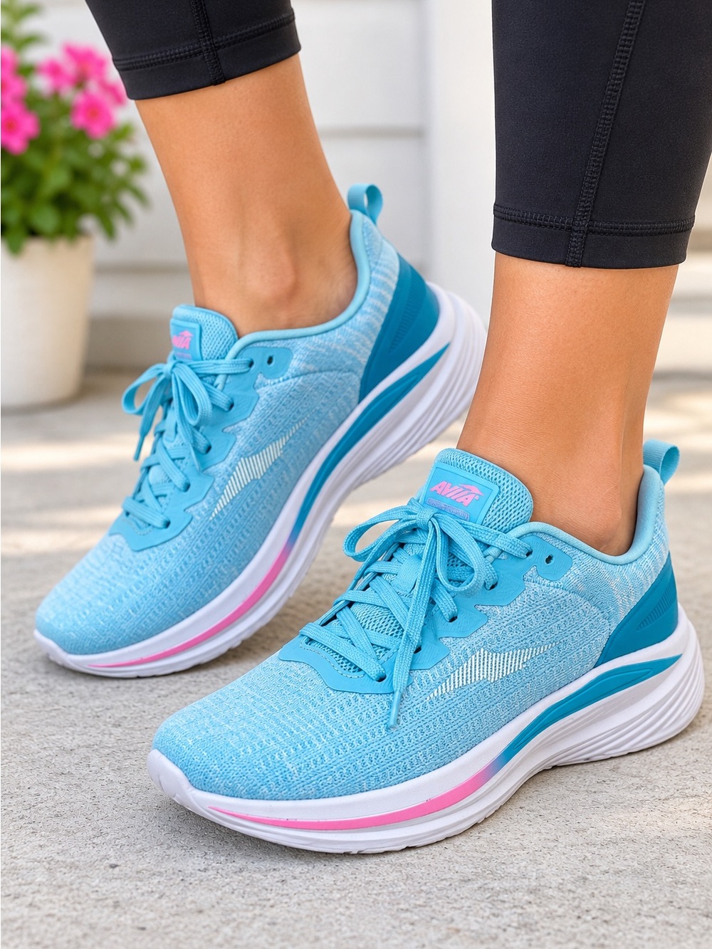 AVIA Running Shoes Size 10 Blue And Pink Lightweight Women’s Athletic Wear